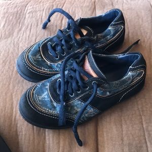 Louis Vuitton Leather Denim Logo Kids Sneakers